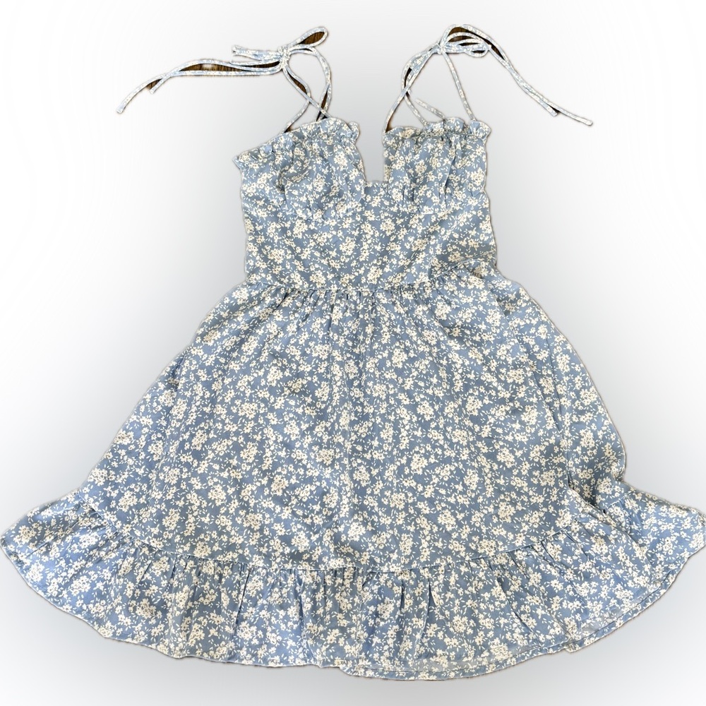 Blue Floral Casual Dress